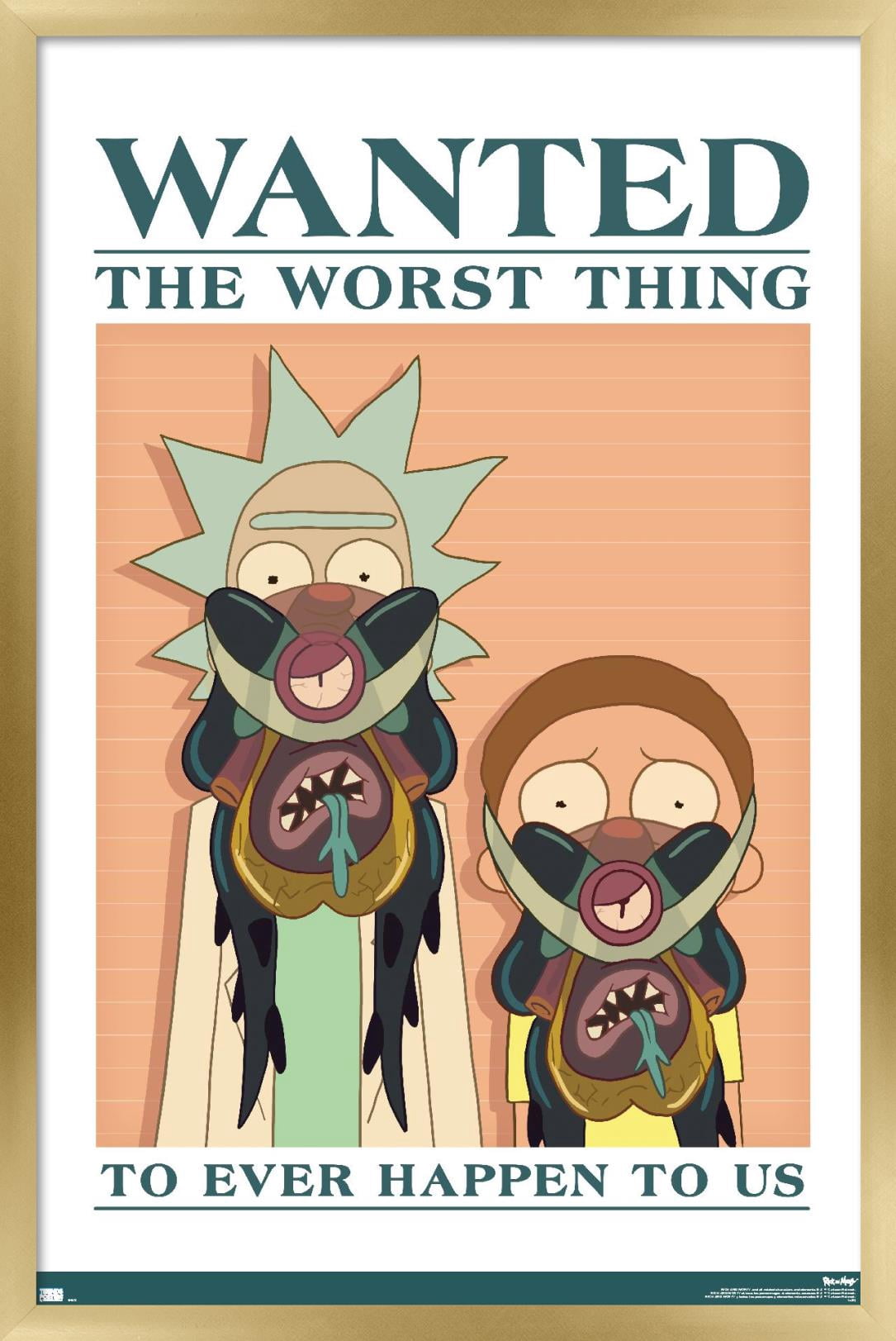 Rick And Morty - Wanted Wall Poster, 14.725" x 22.375", Framed