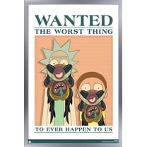 Rick And Morty - Wanted Wall Poster, 22.375" x 34", Framed
