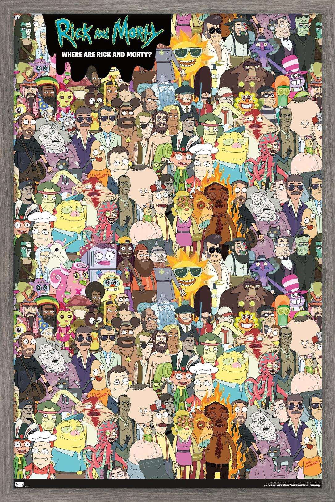 Rick And Morty - Where's Rick? Wall Poster, 14.725" x 22.375", Framed