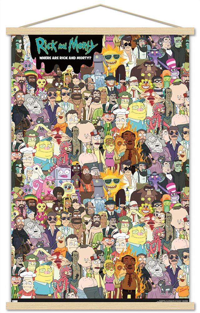 Rick And Morty - Where's Rick? Wall Poster with Magnetic Frame, 22.375" x 34"