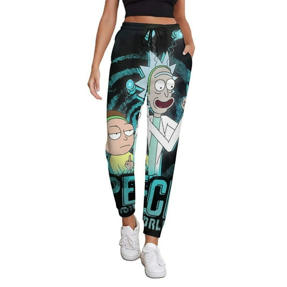 Rick And Morty Women's Jogger Track Pants Print Drawstring Lounge Sweatpants Casual Trousers for Yoga, Workout 2XL