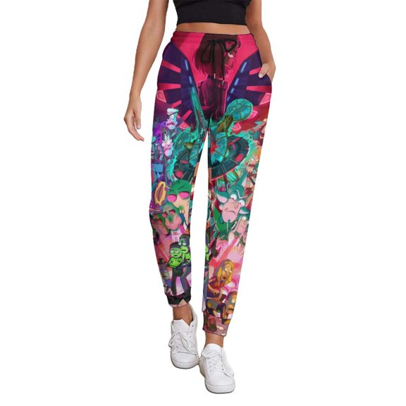 Rick And Morty Women's Jogger Track Pants Print Drawstring Lounge Sweatpants Casual Trousers for Yoga, Workout S