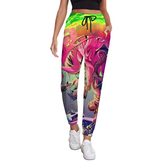 Rick And Morty Women's Jogger Track Pants Print Drawstring Lounge Sweatpants Casual Trousers for Yoga, Workout S
