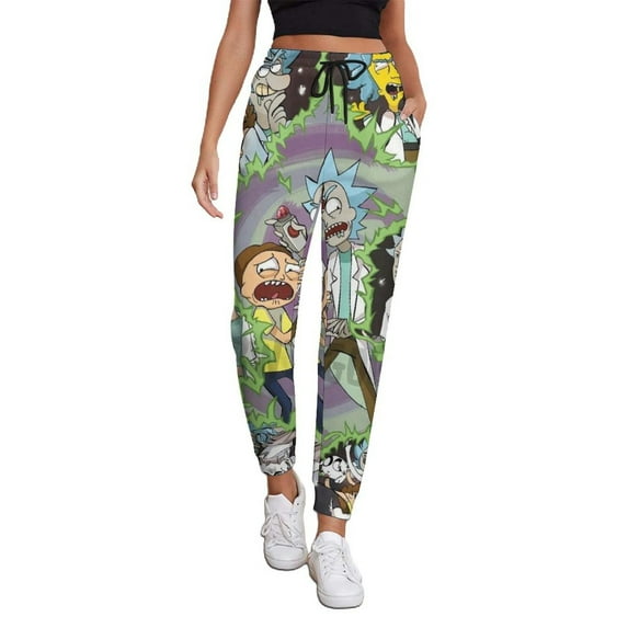 Rick And Morty Women's Jogger Track Pants Print Drawstring Lounge Sweatpants Casual Trousers for Yoga, Workout XL