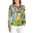 thumbnail image 1 of Rick And Morty Women’s Pajama Top 3D Digital Print Sleepwear Trendy Crewneck Pullovers Long Sleeve Shirts 2XL, 1 of 8