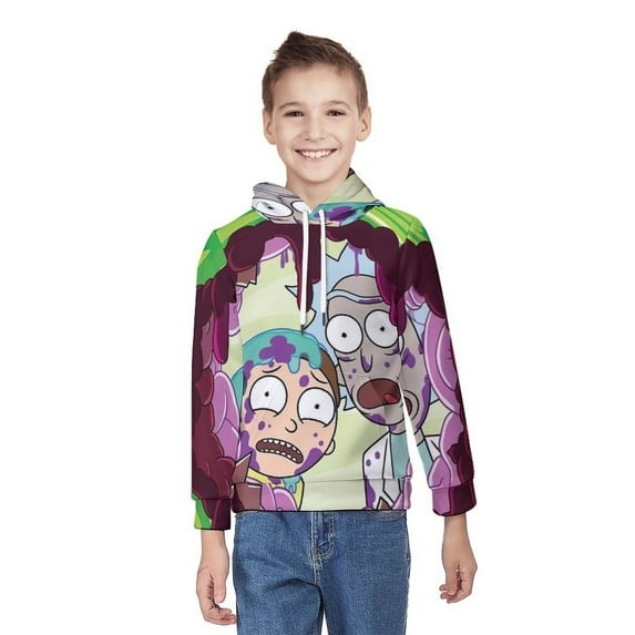 Rick And Morty Youth Hoodies Boys Girls 3D Printed Sweatshirt Fall Winter Clothes Long Sleeves Pullover Sweater L