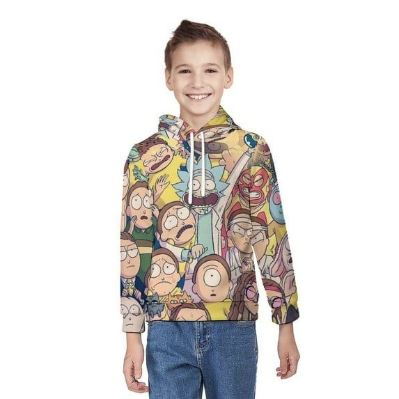 Rick And Morty Youth Hoodies Boys Girls 3D Printed Sweatshirt Fall Winter Clothes Long Sleeves Pullover Sweater S