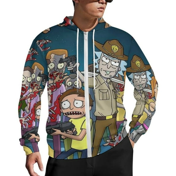 Rick And Morty Zip Up Hoodies Unisex Realistic 3D Print Sweatshirt Long Sleeve Hooded Jacket Coat 3XL