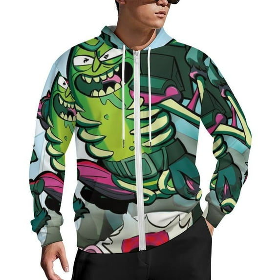 Rick And Morty Zip Up Hoodies Unisex Realistic 3D Print Sweatshirt Long Sleeve Hooded Jacket Coat 4XL