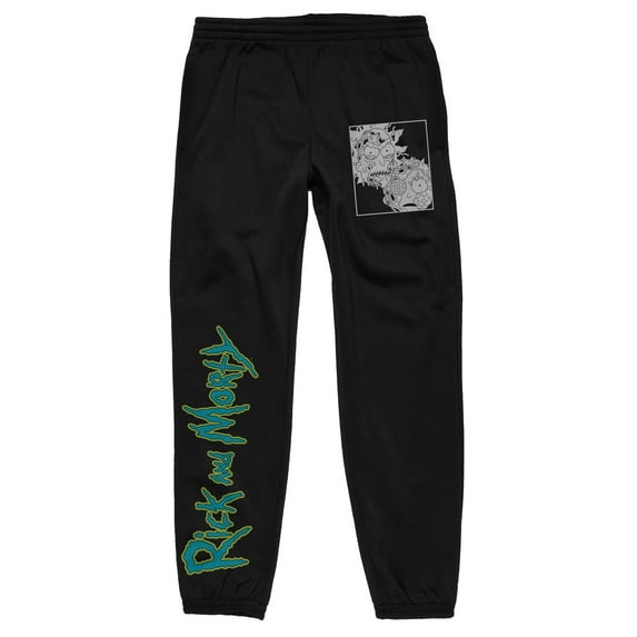 Rick And Morty Zombie Characters Men's Black Sweatpants-XL