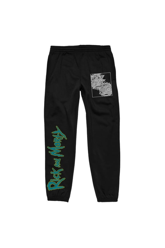 Rick And Morty Zombie Characters Men's Black Sweatpants-XXL
