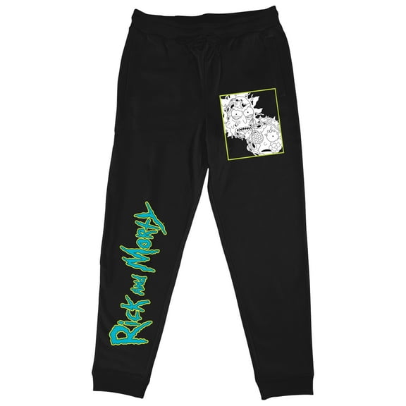 Rick And Morty Zombie-Inspired Characters and Title Men's Black Joggers-Medium