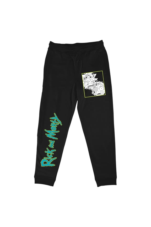 Rick And Morty Zombie-Inspired Characters and Title Men's Black Joggers-Small