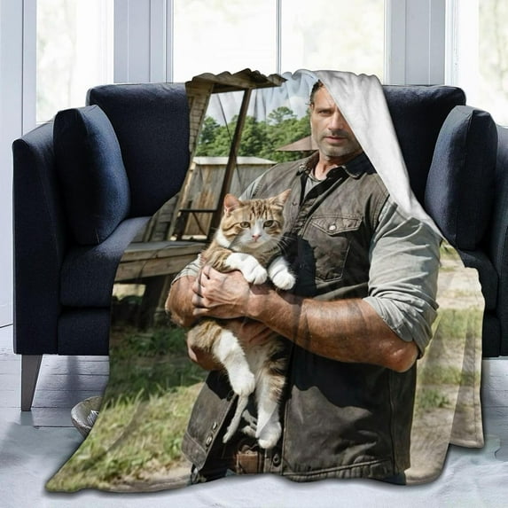 Rick Grimes Fleece Blanket Throw Blanket for Couch - Cozy Luxury Bed Blanket Microfiber and Throws for Sofa