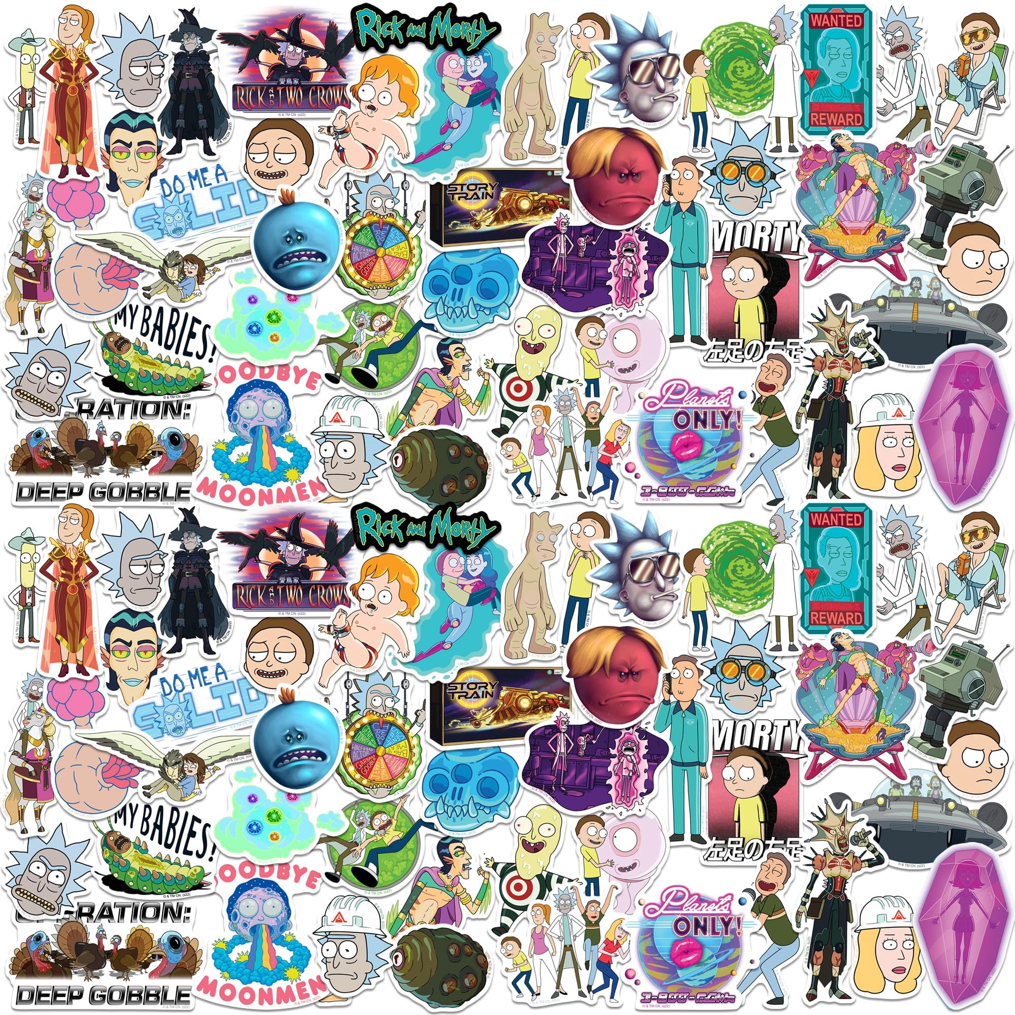 Rick and Morty Character Collection 150ct Die Cut Vinyl Stickers  Large Sci-Fi Cartoon Decals for Laptop, Water Bottle, Scrapbooking, Tablet, Indoor & Outdoor