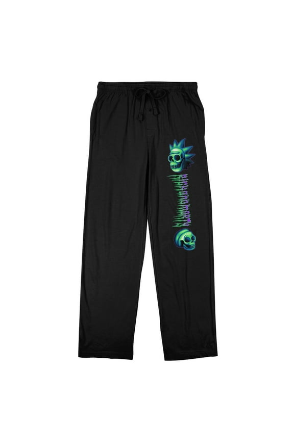 Rick & Morty Character Skulls Men's Black Sleep Pajama Pants-XL
