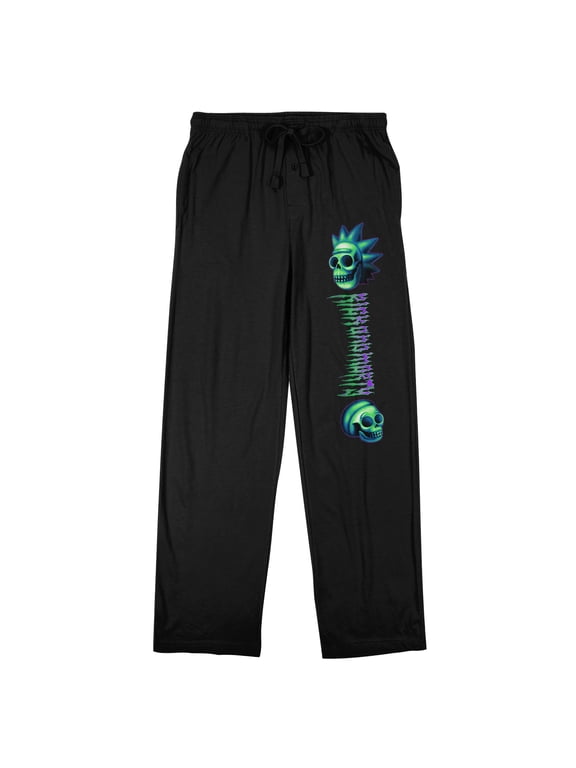 Rick & Morty Character Skulls Men's Black Sleep Pajama Pants-XXL