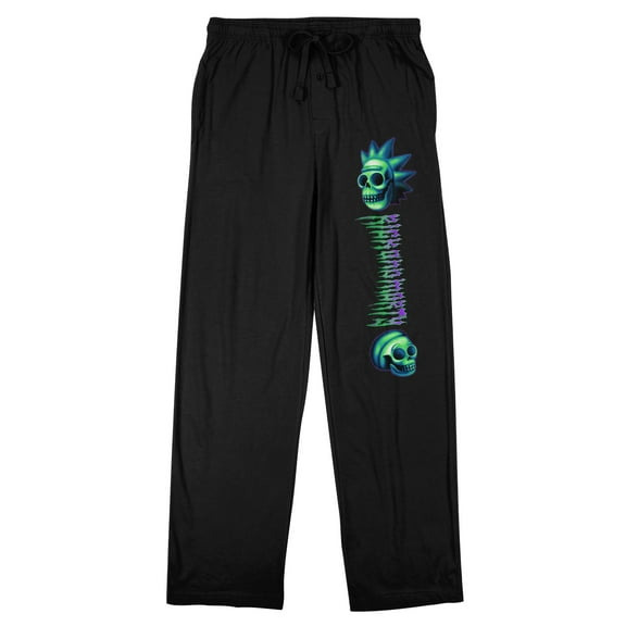 Rick & Morty Character Skulls Men's Black Sleep Pajama Pants-XXL