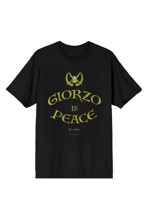Rick & Morty Glorzo Is Peace Adult Black Crew Neck Short Sleeve T-shirt-Medium
