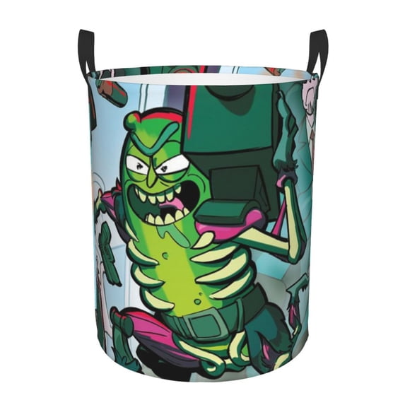 Rick And Morty Laundry Basket Circular Laundry Hamper Dirty Clothes Storage Bucket Toy Organizer With Handles For Bedroom Bathroom College Dorm Medium