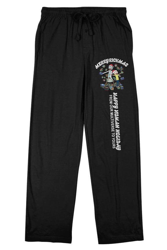 Rick & Morty Merry Rickmas Ship Men's Black Sleep Pajama Pants-Small