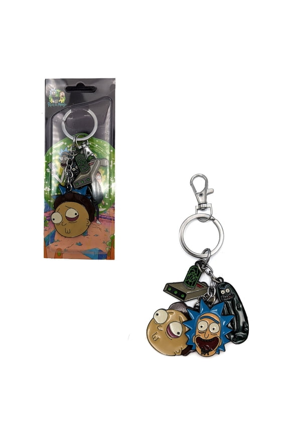 Rick Morty Pickle & Portal Gun - Rick and Morty 1" Keychain 4 pc. Pendant