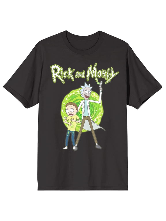 Rick & Morty Portal Art Crew Neck Short Sleeve Charcoal Men's T-shirt-3XL