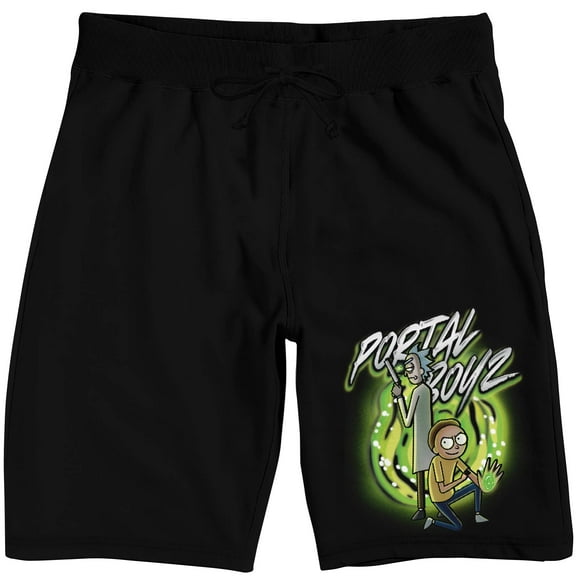 Rick & Morty Portal Boys Men's Black Graphic Sleep Shorts-3XL