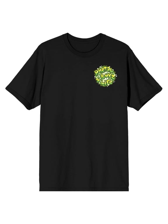 Rick & Morty Portal Boyz Crew Neck Short Sleeve Men's Black T-shirt-6XL