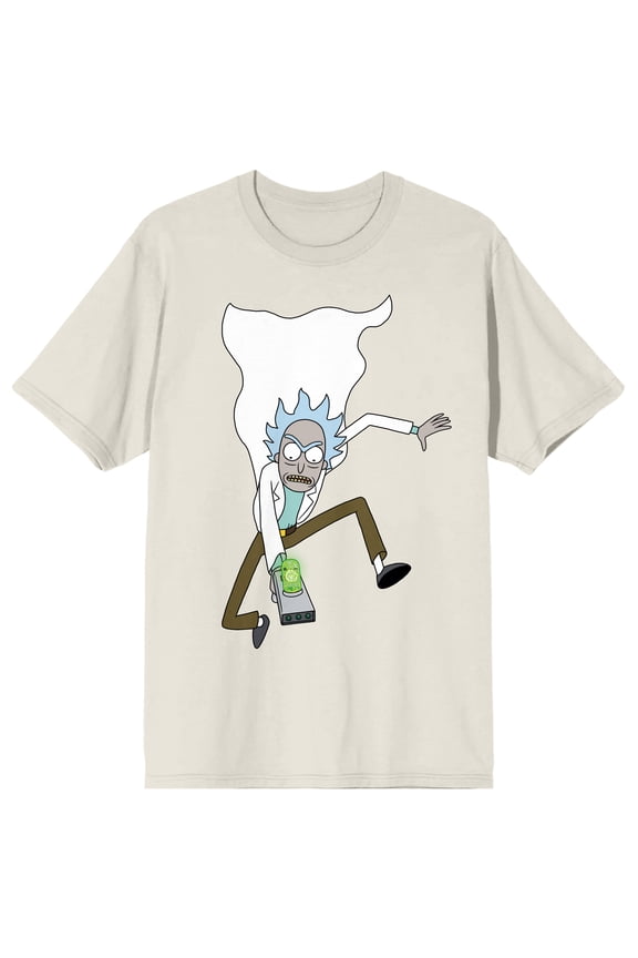 Rick & Morty Rick Jumping With Remote Men's Tofu Crew Neck Short Sleeve T-shirt-3XL