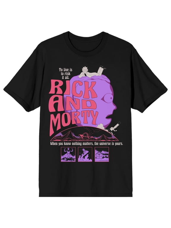 Rick & Morty Skull Assets Crew Neck Short Sleeve Men's Black T-shirt-6XL