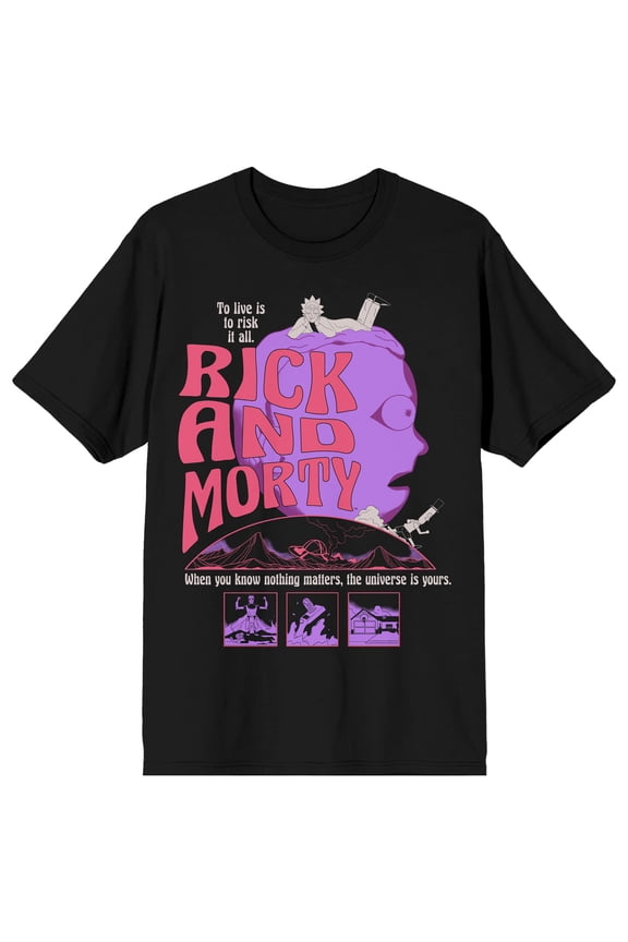 Rick & Morty Skull Assets Crew Neck Short Sleeve Men's Black T-shirt-Medium
