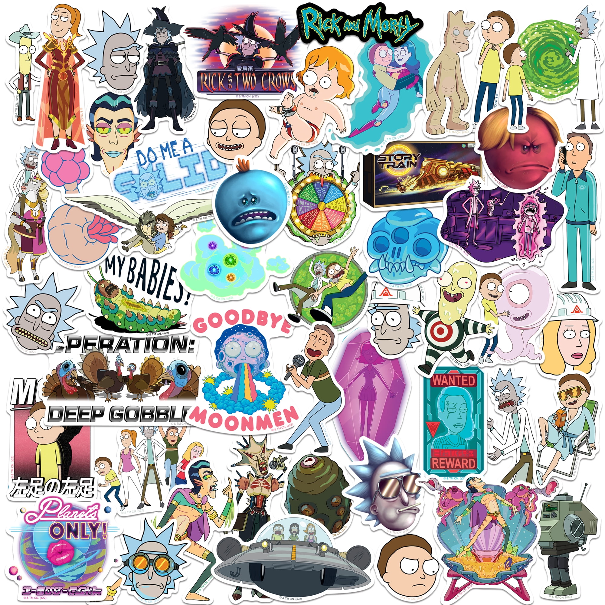 Rick and Morty Sticker Variety 50 Count Vinyl Large Stickers Variety ...