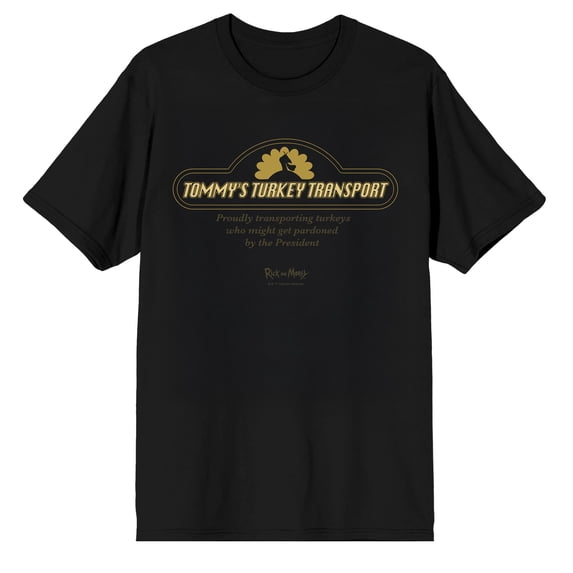 Rick & Morty Tommy's Turkey Transport Adult Black Short Sleeve Tee -Large