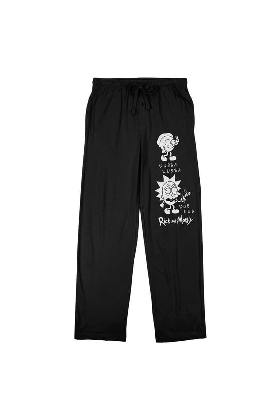 Rick & Morty Wubba Lubba Dub Dub Men's Black Sleep Pajama Pants-XXL