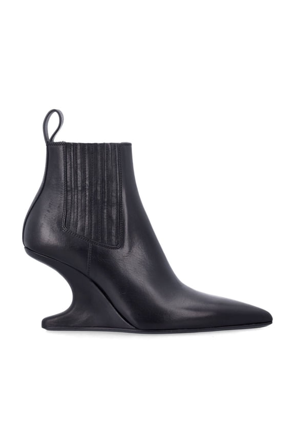 Ankle Sharp Cantilever Leather Boots Black (Women's)