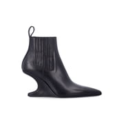 Rick Owens Ankle Sharp Cantilever Leather Boots Black Womens