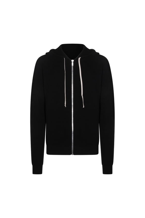Black Wool Hooded Zip Sweater (Men's)