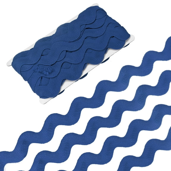 Rick Rack Trim, 10 Yard 25mm / 1 Inch Wave Bending Fringe Trimming Ribbon for Sewing [Dark Blue]