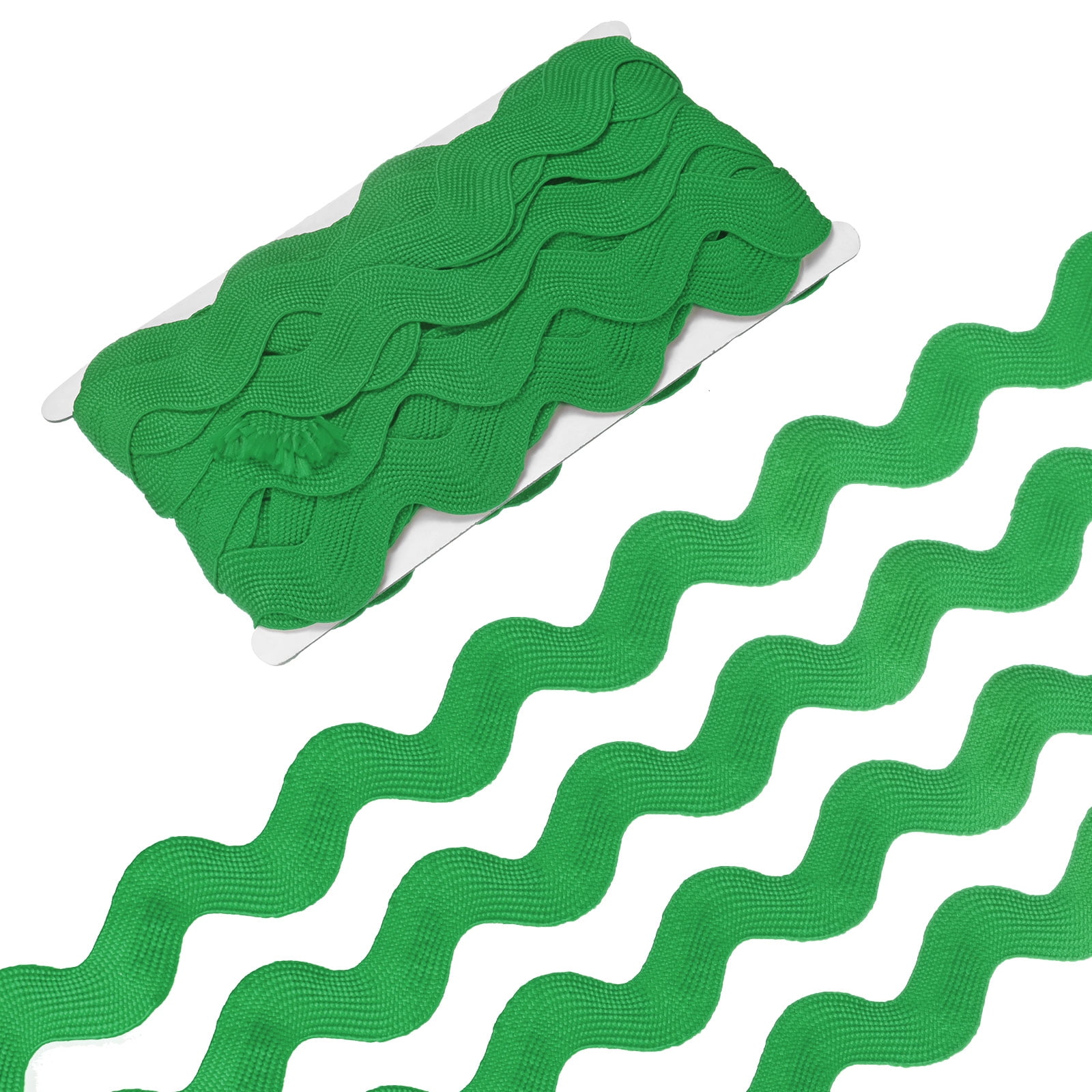 Rick Rack Trim, 10 Yard 25mm / 1 Inch Wave Bending Fringe Trimming Ribbon for Sewing [Green]