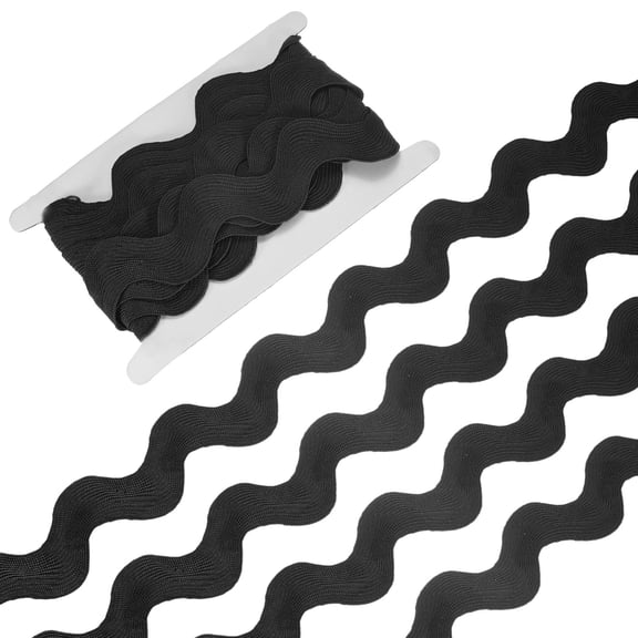 Rick Rack Trim, 5 Yard 30mm / 1.2 Inch Wave Bending Fringe Trimming Ribbon [Black]