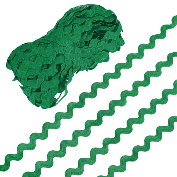 Rick Rack Trim, 25 Yard 10mm / 0.4 Inch Wave Bending Fringe Trimming Ribbon [Green]