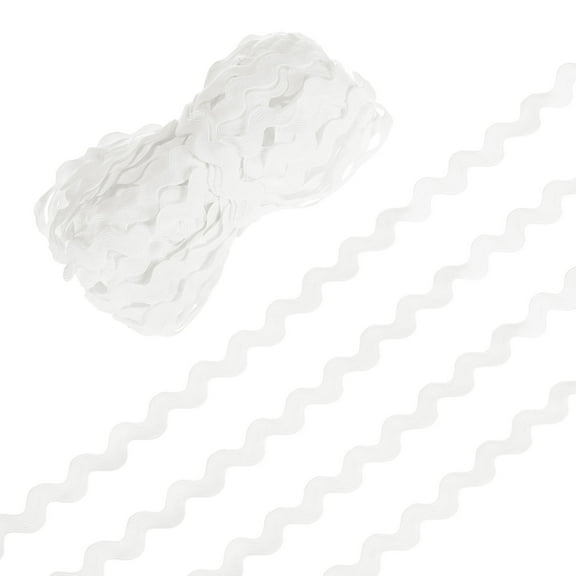 Rick Rack Trim, 25 Yard 10mm / 0.4 Inch Wave Bending Fringe Trimming Ribbon [White]
