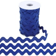 Rick Rack Trim 25 Yards 10mm Wide Wavy Bending Ribbon Dark Blue RIC Rac Fringe Trim Zig Zag Edging Braid Trimming Wave Polyester Webbing Ribbons for Sewing DIY Crafts Gift Wrapping Bow
