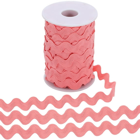 Rick Rack Trim 25 Yards x 10mm RIC Rac Ribbon Wave Bending Fringe Trim Light Coral Zig Zag Lace Webbing Edging Braid Trim with Spool