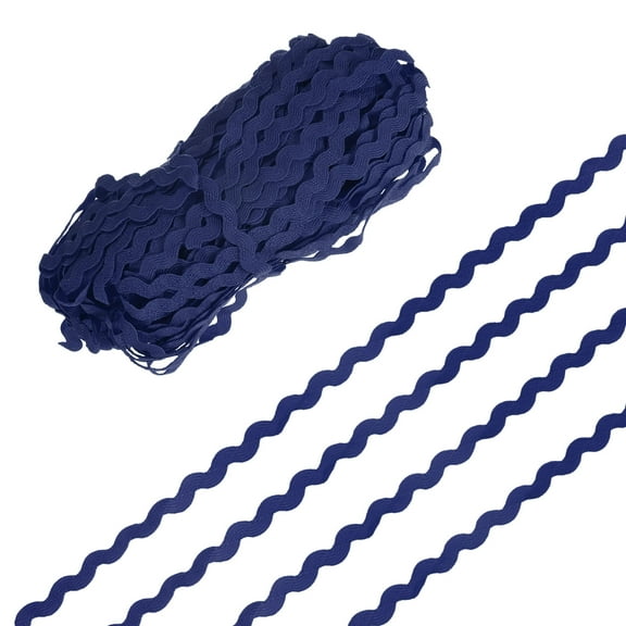 Rick Rack Trim, 28 Yard 5mm / 0.2 Inch Wave Bending Fringe Trimming Ribbon, Polyester RIC Rac Trim [Deep Blue]