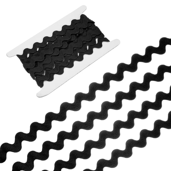 Rick Rack Trim, 5 Yard 15mm / 0.6 Inch Wave Bending Fringe Trimming Ribbon [Black]