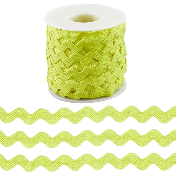 Rick Rack Trim for Sewing 25 Yards 3/8 Inch Polyester RIC Rac Ribbon Christmas Zig Zag Yellow Wave Bending Lace Trim S Shaped Lace Ribbon Woven