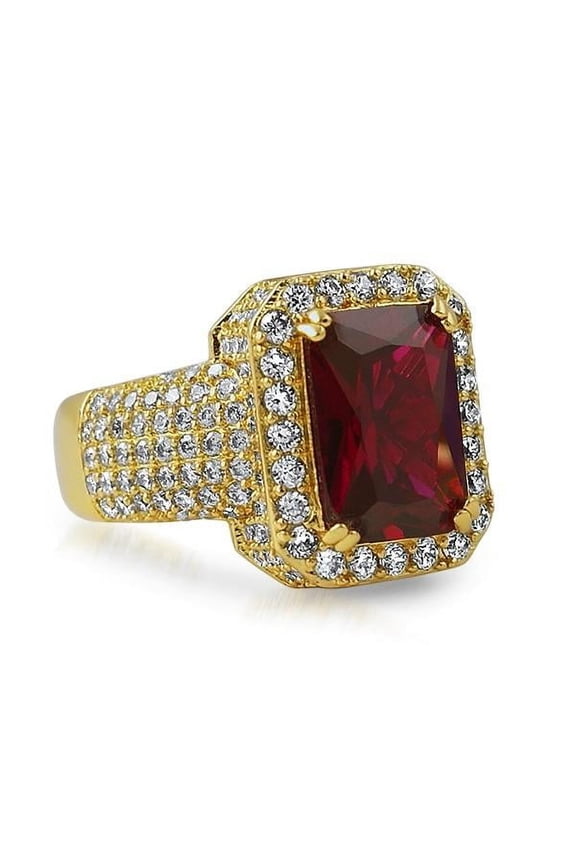 Rick Ross Style Gold Iced Out Lab Ruby Bling Ring (12)