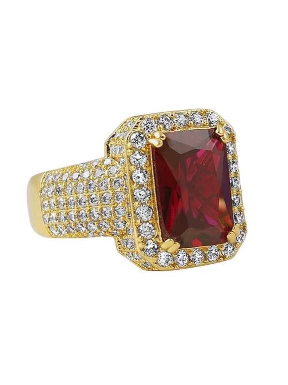 Rick Ross Style Gold Iced Out Lab Ruby Bling Ring (7)